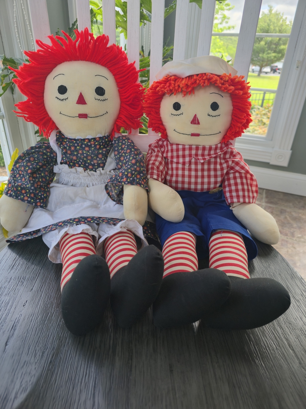 24 Inch Handmade Raggedy Ann & Andy Pair Plush Dolls